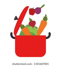 vegetables cooking in kitchen pot