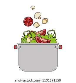 vegetables cooking in kitchen pot