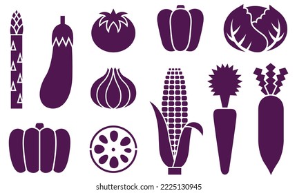 Vegetables and crop vector silhouette design elements
