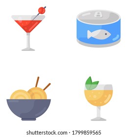Vegetables and Cuisines Icons in Modern Flat Style Pack