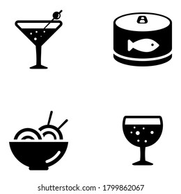 Vegetables and Cuisines Icons in Modern Solid Style Pack 