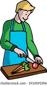 vegetables cutting. isolated, white background vector 