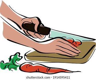 vegetables cutting. isolated, white background vector 