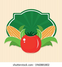 vegetables decorative badge on background