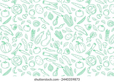 Vegetables doodle pattern. Illustration for backgrounds, card, posters, banners. Vector icons.