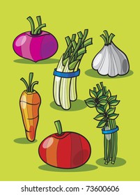 vegetables drawing, abstract vector art illustration