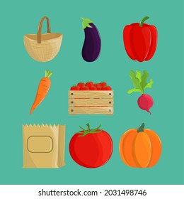 vegetables and eco friendly bag set