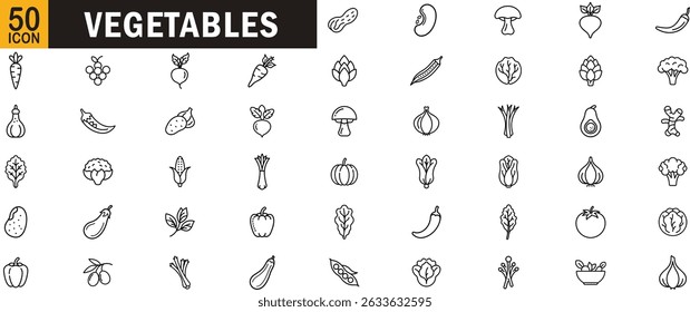 Conjunto de ícones de estrutura de tópicos editável de legumes. Agricultura orgânica, alimentação saudável, dieta com base em plantas e visuais de nutrição.