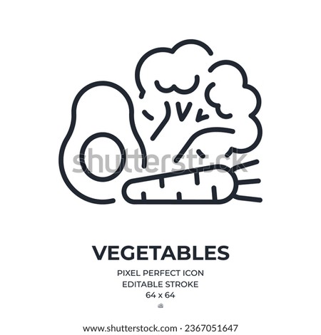 Vegetables editable stroke outline icon isolated on white background flat vector illustration. Pixel perfect. 64 x 64.