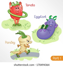 Vegetables engage in sports part 1 / Illustration in EPS 8 format, contains gradient fill