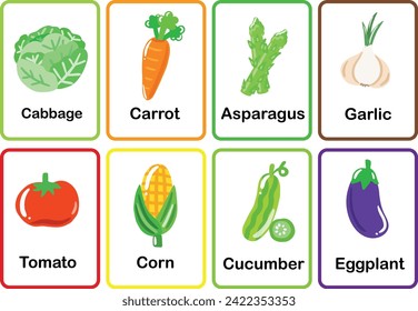 Vegetables Flash cards  memory game cards