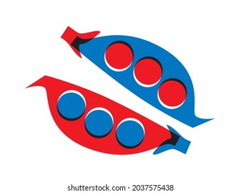 Vegetables flat abstract vector. Red blue element veggies. Tropical vegetables illustration. EPS 10. Summer harvest icons. Fruit red blue colors.  Can be use for restaurants menu, cover, packaging.
