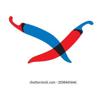 Vegetables flat abstract vector. Red blue element veggies Tropical vegetables illustration. EPS 10. Summer vegetables icons. Veggies red blue colors.  Can be use for restaurants menu, cover, packaging