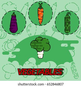 Vegetables flat concept icons