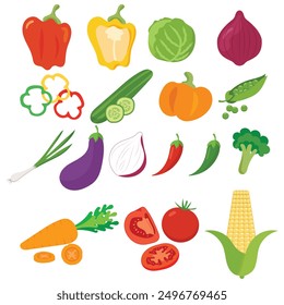vegetables flat design vector isolated white background