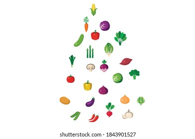 Vegetables Flat Icon Set Vector Illustration