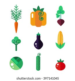 Vegetables flat illustratin. Vegetables set. Harvest vegetables flat style. Healthy vegetables. Isolated vegetables.
