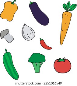 vegetables flat illustration icon set