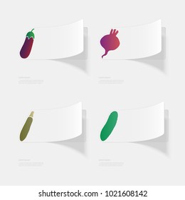 Vegetables. Flat sticker with shadow on white background. Vector illustration