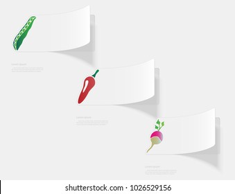 Vegetables. Flat sticker with shadow on white background. Vector illustration