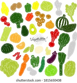 vegetables flat vector icon illustration (white background)