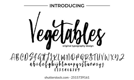 Verduras Fuente Elegante pincel pintado en mayúsculas letras del Vector, alfabeto, tipografía