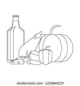 vegetables and food in black and white