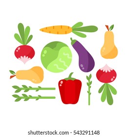 Vegetables food cellulose vector set.