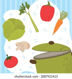 vegetables food and green pot