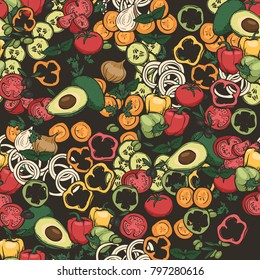 vegetables food seamless vector pattern