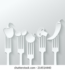 Vegetables Fork Paper Cut Background