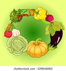 vegetables in the form of a wreath  vector illustration