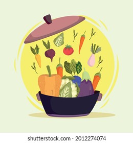 vegetables fresh in pot kitchen
