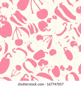 Vegetables and fruit harvest  continuous seamless pattern. Abstract background with abstract objects with flowers .Seamless pattern can be used for web page backgrounds,  wallpapers  ,pattern.