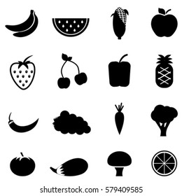 Vegetables and fruit health eating icons