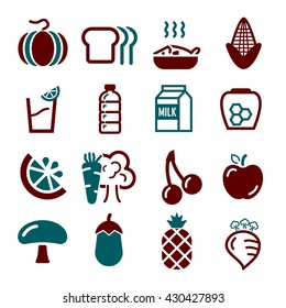vegetables, fruit icon set