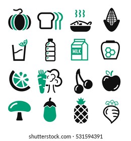 vegetables, fruit icon set