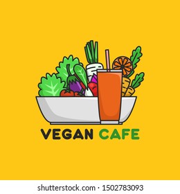Vegetables and Fruit Illustration, good for Vegan symbol or Logo. Fun branding with vector illustration.