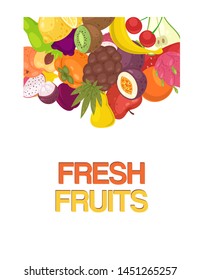 Vegetables and fruit set of banners vector illustration. Organic and natural, fresh food products. Banana, watermelon, grapes, pineapple and lemon. Healthy eating. Vitamins.