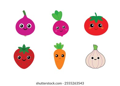 Vegetables and Fruit Vector Art Illustration