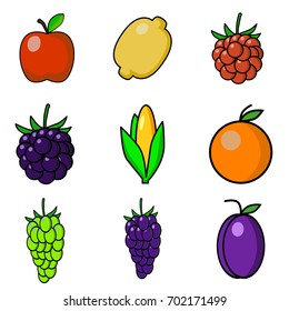 Vegetables and fruits 9 set
