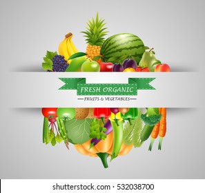 Vegetables and fruits background. vector illustration