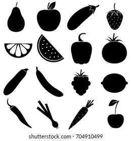 Vegetables, fruits and berries  icons set