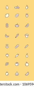 Vegetables And Fruits Colored Line Icon Set