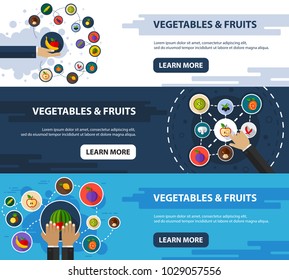Vegetables and fruits flat icon concept. Vector illustration. Element template for design.