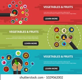 Vegetables and fruits flat icon concept. Vector illustration. Element template for design.
