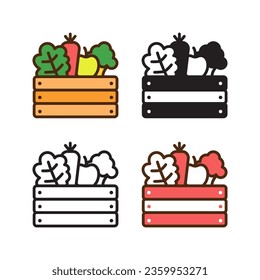 vegetables and fruits icon in 4 style: flat, glyph, outline, duotone