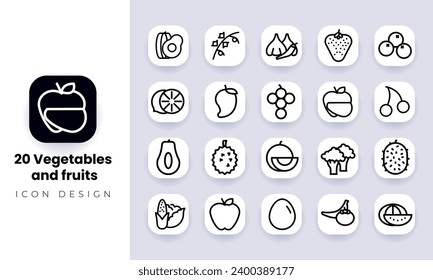 vegetables and fruits icon bundle