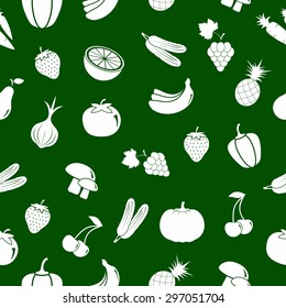Vegetables and fruits icon. Green pattern
