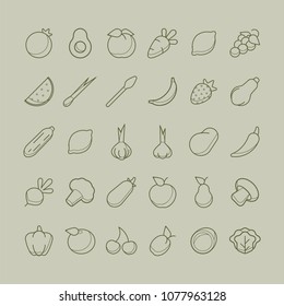 Vegetables and Fruits icon set